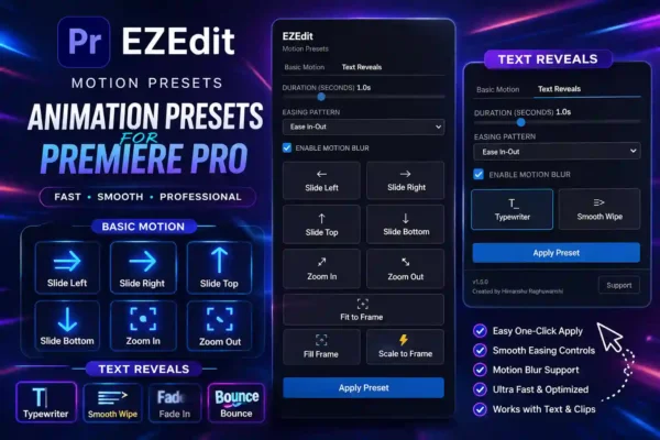 EZEdit Motion Presets – Premiere Pro Animation Presets Pack