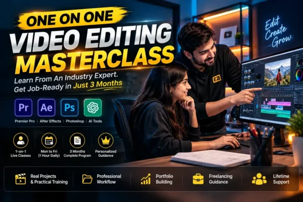 One-on-one video editing course Masterclass 3 Months Complete Course